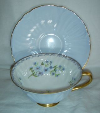 Vintage Shelley Cornflower Blue Oleander Shaped Cup & Saucer,  Blue Flowers 13596