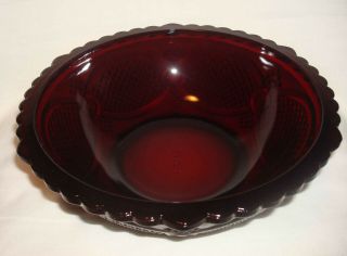 Vintage Avon 1876 Cape Cod Ruby Red Glass 8 ¾” Round Salad Serving Berry Bowl