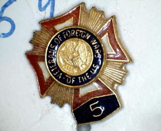 Vtg Vfw / Veterans Of Foreign Wars - 5 Year Member Award Pin