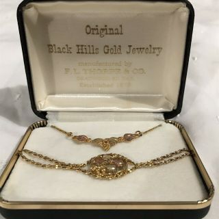 Impressive Vintage F.  L.  Thorpe Black Hills Gold Necklace & Bracelet Set - Estate