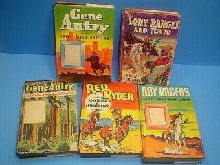 5 Vintage Western Novels Lone Ranger Gene Autry Roy Rogers Red Ryder Books