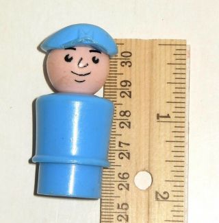 Rare Whoops Vintage Fisher Price Little People Tall Blue Man Figure With Hat