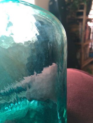 Vintage BLENKO Glass AQUA BLUE Water Jug Pitcher Bottle Carafe Double Spout 6