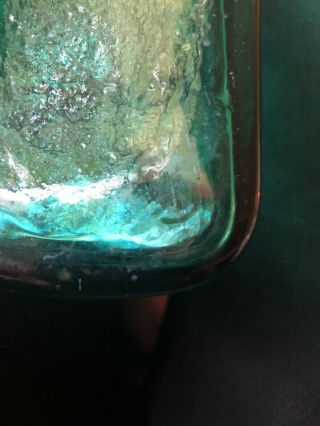 Vintage BLENKO Glass AQUA BLUE Water Jug Pitcher Bottle Carafe Double Spout 7