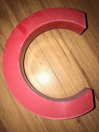 Industrial Salvage Big Large Red Marquee Letter “c” Metal 12 1/2” By 10”
