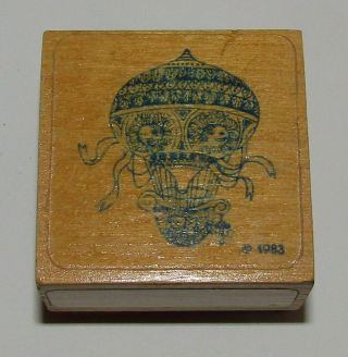 Hot Air Balloon Rubber Stamp Graphistamp Vintage Wood Mounted 1 5/8 " High