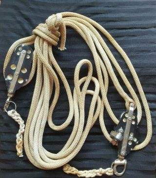 Vtg Schaefer Marine Sail Boat Block Pully And Rope Nautical Decor Rope And Pully