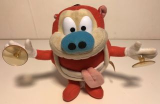 Vintage 1992 Ren And Stimpy 10 " Plush Car Window Suction Cup Nickelodeon Mattel