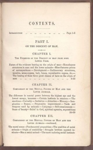 The Descent of Man Charles Darwin (Origin of Species) Evolution 1st Ed 1871 4