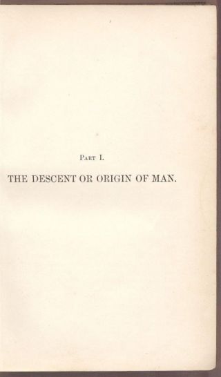 The Descent of Man Charles Darwin (Origin of Species) Evolution 1st Ed 1871 6