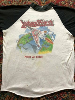 Vintage Judas Priest Point Entry 3/4 Sleeve Ringer Blitz 1981 Concert Tour Shirt 2