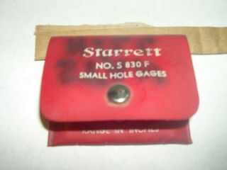 Vintage Starrett Machinist Tools S 830 F Small Hole 5 - Piece Gage Set. 7