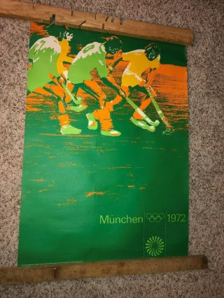 Vintage 1972 Olympic Games Munich Poster By Max Muhlberger Field Hockey