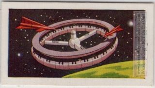 1950s Concept Of Space Station By Wernher Von Braun Vintage Ad Trade Card