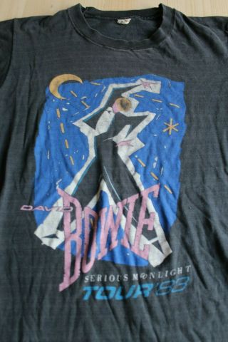 Vintage David Bowie 1983 Serious Moonlight Tour T - Shirt Small Rare