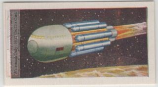 1950s Concept Of Interplanitary Space Ship Vintage Ad Trade Card
