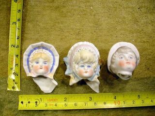3 X Excavated Vintage Painted Bisque Doll Head Hertwig Gremany Age 1860 A 12104