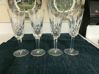 Set Of 4 - Vintage Waterford 7 1/4 " Lismore Cut Crystal Champagne Flutes -