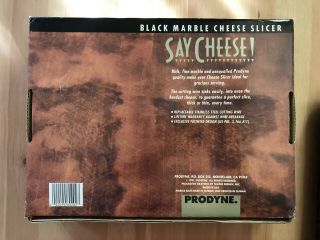 Vintage 1991 Prodyne Black Marble Cheese Slicer Say Cheese 5