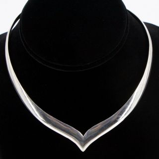 Vtg Sterling Silver - Mexico Taxco V Shaped 14 " Collar Choker Necklace - 35g