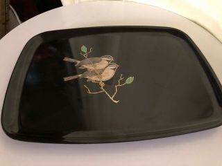 Vintage Couroc Of Monterey Inlaid Serving Tray Two Birds With Tag
