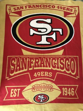 Vintage San Francisco Sf 49ers Soft Fleece Throw Blanket 50 " X60 "