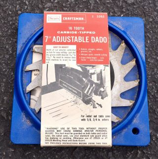Vintage Craftsman 9 - 3263 7 " Adjustable Dado Blade Carbide Tips
