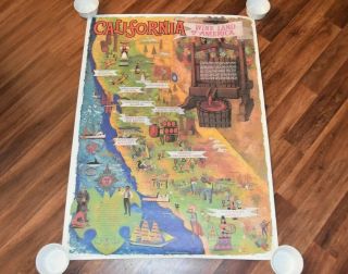 Vintage California Wine Land Of American Litho Usa Amado Gonzalez Poster Print