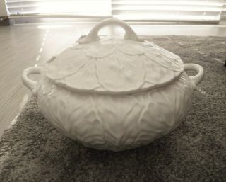 Vintage Coalport Countryware Soup Tureen & Lid White Cabbage Leaf Bone China