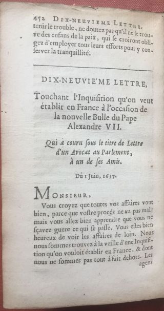 Blaise Pascal / Les Provinciales ou Les Lettres Ecrites par Louis de Montalte un 4