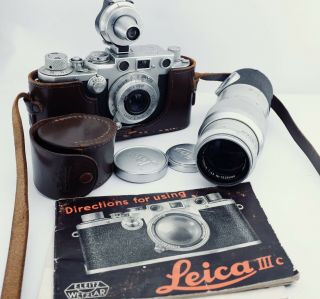 Leica Iiic Camera 2 Leica Lens And Viewfinder