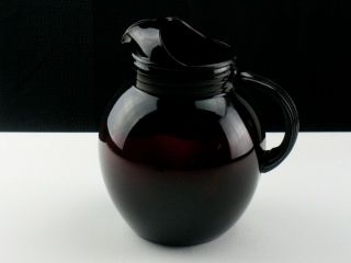 Hocking Royal Ruby Red 96oz Pitcher With Ice Lip,  Vintage Depression Glass Large