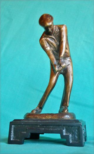 Antique Bronze Golf Trophy Sculpture Old Golf Trophy Vintage Golf 1920 