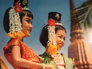 Vintage Travel Poster BANGKOK Thailand Japan Air Lines Thai Girls 8