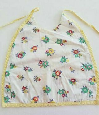 Authentic Vintage Feedsack Baby Bib Yellow Floral Handmade Retro 13x13 In