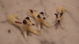 3 Vintage Murano Glass Dog Figurines Miniature