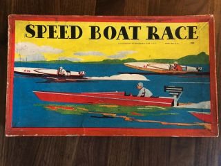 Vintage Speed Boat Race Board Game Milton Bradley 1930 