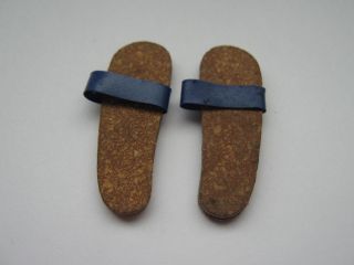 Allan Doll Vintage Blue Cork Sandal Shoes No 1000 1964 - 1965 Barbie Ken