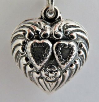 Vintage 925 Sterling Silver Puffy Heart Charm Pendant