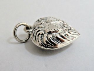 Vintage 925 Sterling Silver Puffy Heart Charm Pendant 2