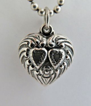 Vintage 925 Sterling Silver Puffy Heart Charm Pendant 3