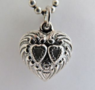 Vintage 925 Sterling Silver Puffy Heart Charm Pendant 4