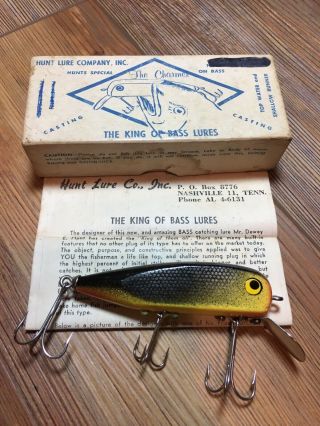 Vintage Fishing Lure Rare Hunt Lure Co.  Charmer Short Lived Tenn.  Bait 50’s