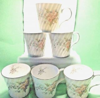 (146) Vintage  Royal Castle  Fine Bone China 6 Coffee Or Tea Mugs