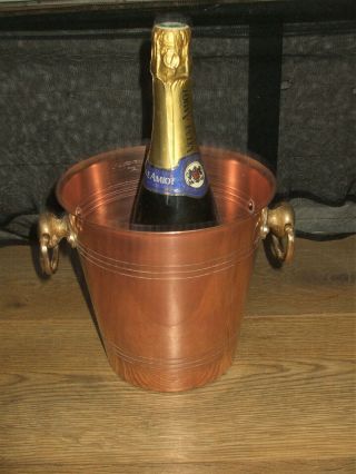 VINTAGE FRENCH VILLEDIEU COPPER CHAMPAGNE WINE COOLER ICE BUCKET CONDITIO 3