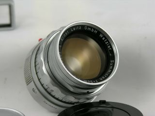 . Leitz Summicron Rigid 5cm 1:2 Lens M Mt W/Hood/Caps/Eye Goggles/ Cleaned/Nice 4