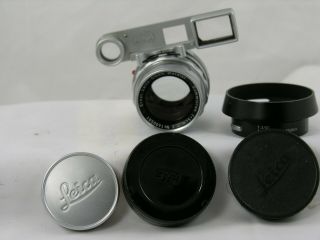 . Leitz Summicron Rigid 5cm 1:2 Lens M Mt W/Hood/Caps/Eye Goggles/ Cleaned/Nice 7