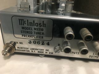 Mcintosh Mx 110 Z Stereo Fm Tube Tuner Preamplifier 11