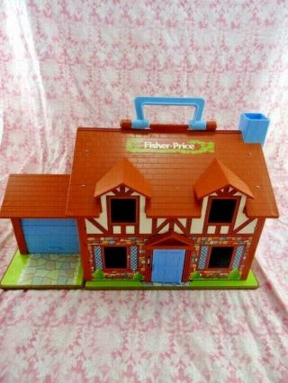 Vintage Fisher Price Little People Tudor House Brown Accessories 952 1980