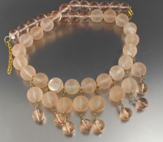 Vintage 70’s Pink Drop Bib Lucite Bead Necklace